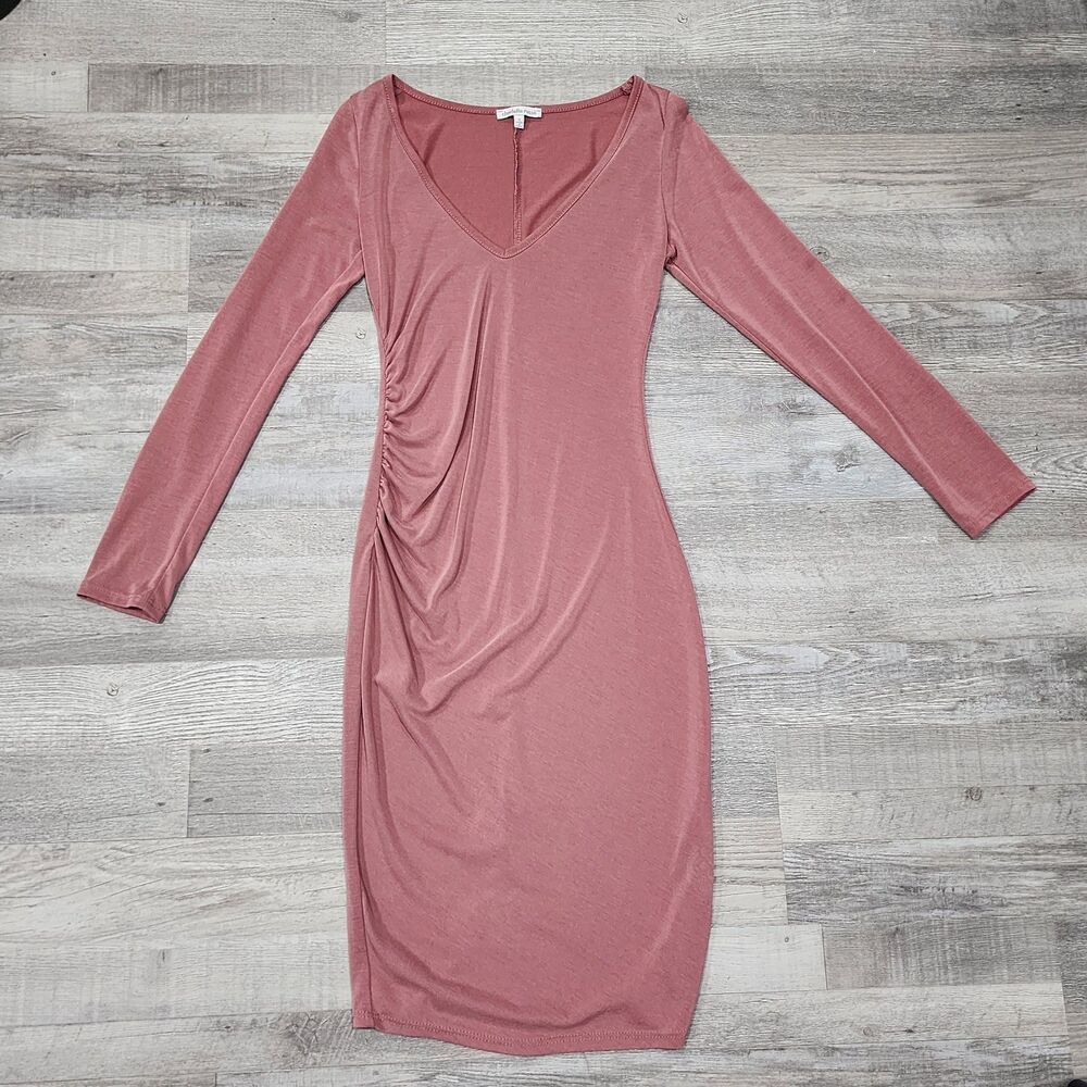 Charlotte Russe Women's Knee Length Dress Long Sleeve Pink Szs Small
